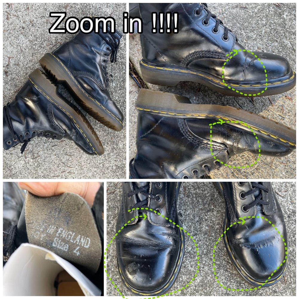 Vintage Dr. Martens Docs Boots Made In England Combat shoes MIE 1460 Uk 4 US 6 - Picture 4 of 13